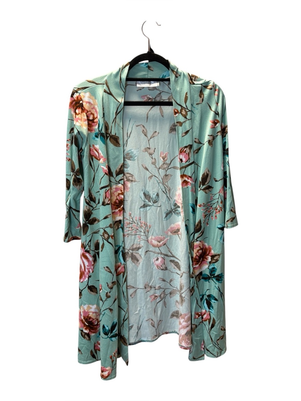 Little Adam & Eve Mint Green Floral Draped Kimono Robe